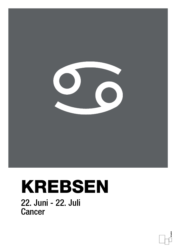 plakat: stjernesymbol krebsen - graphic charcoal-Stjernetegn-A1two3