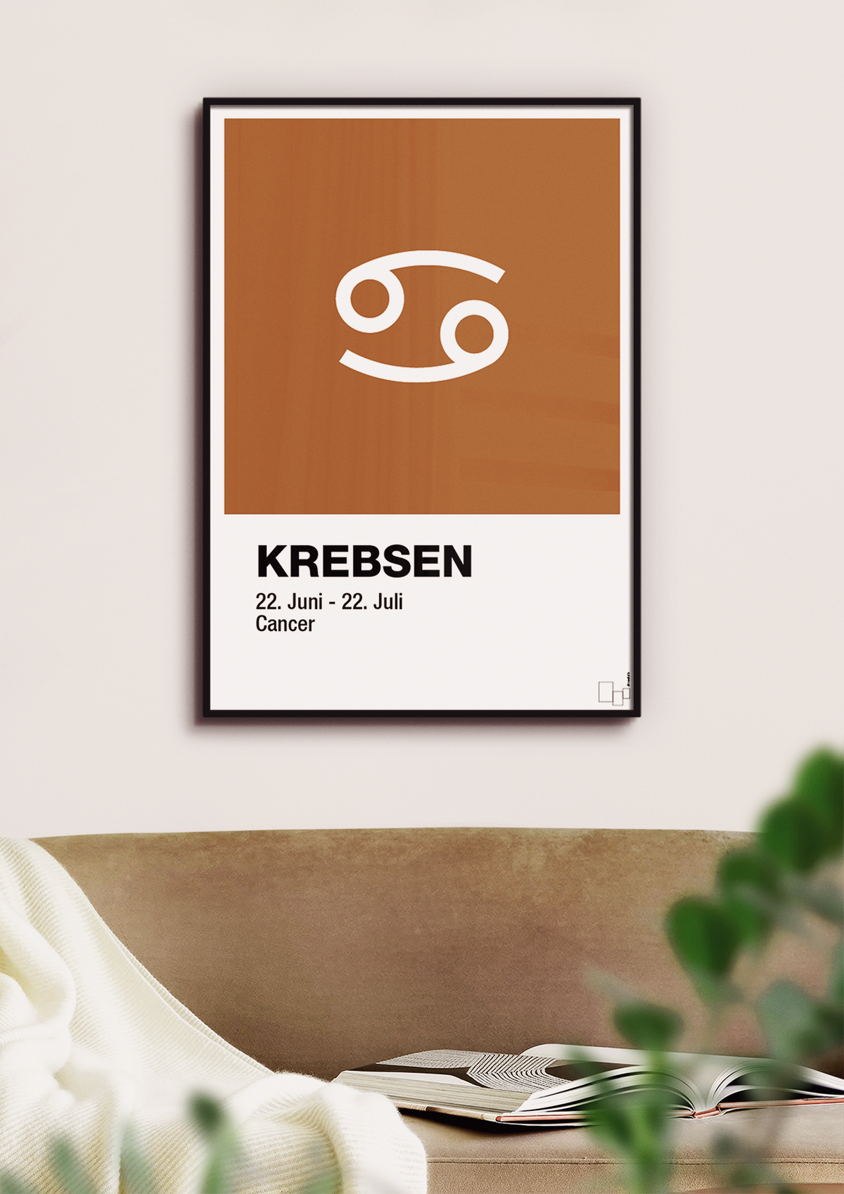 plakat: stjernesymbol krebsen - broken beige-Stjernetegn-A1two3
