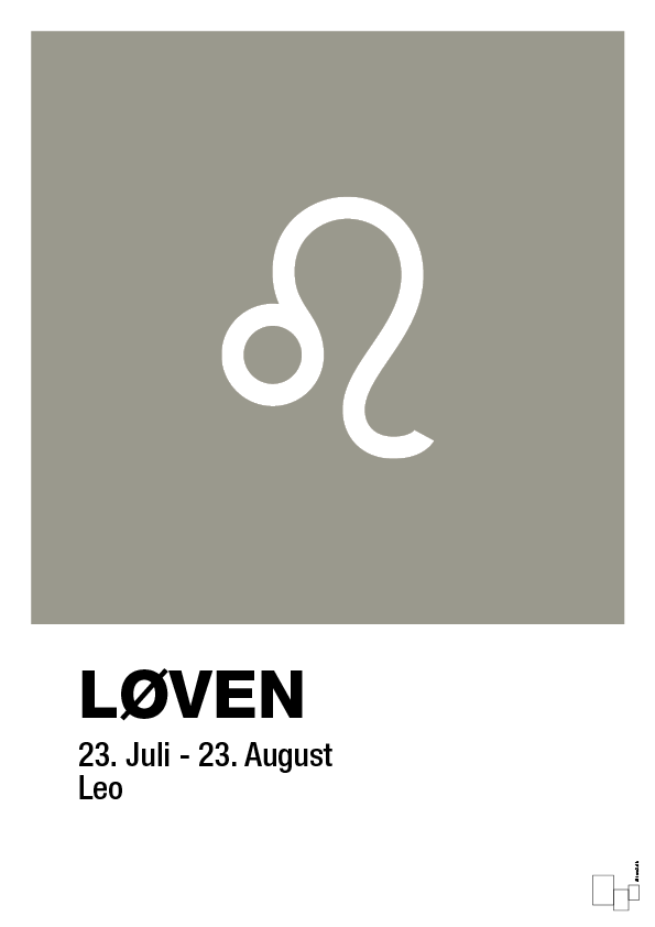 plakat: stjernesymbol løven - battleship gray-Stjernetegn-A1two3