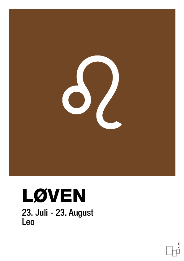 plakat: stjernesymbol løven - dark brown-Stjernetegn-A1two3