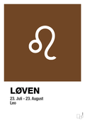 plakat: stjernesymbol løven - dark brown-Stjernetegn-A1two3
