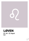 plakat: stjernesymbol løven - dusty lilac-Stjernetegn-A1two3
