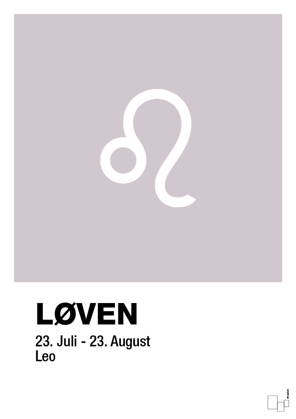 plakat: stjernesymbol løven - dusty lilac-Stjernetegn-A1two3