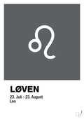 plakat: stjernesymbol løven - graphic charcoal-Stjernetegn-A1two3