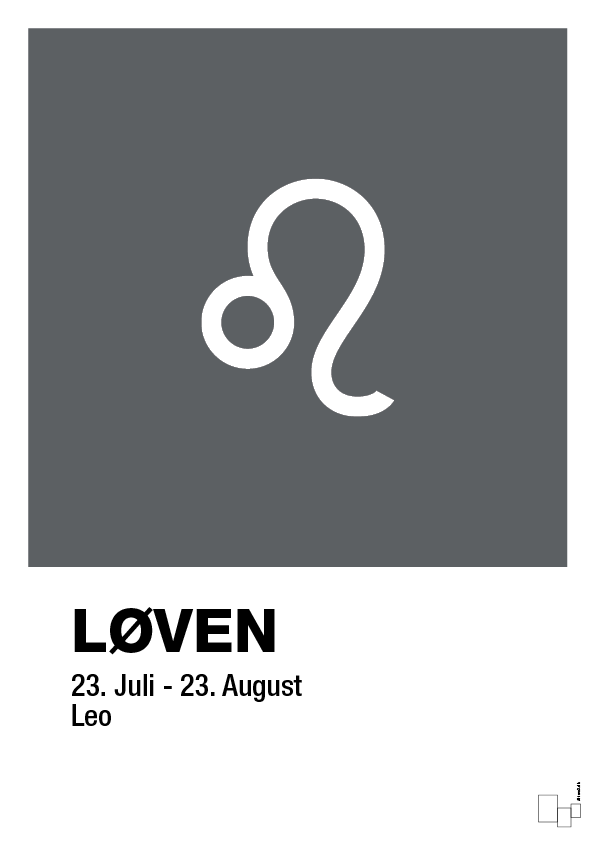 plakat: stjernesymbol løven - graphic charcoal-Stjernetegn-A1two3