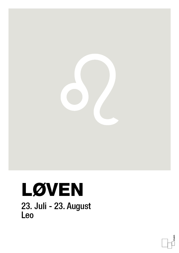 plakat: stjernesymbol løven - painters white-Stjernetegn-A1two3