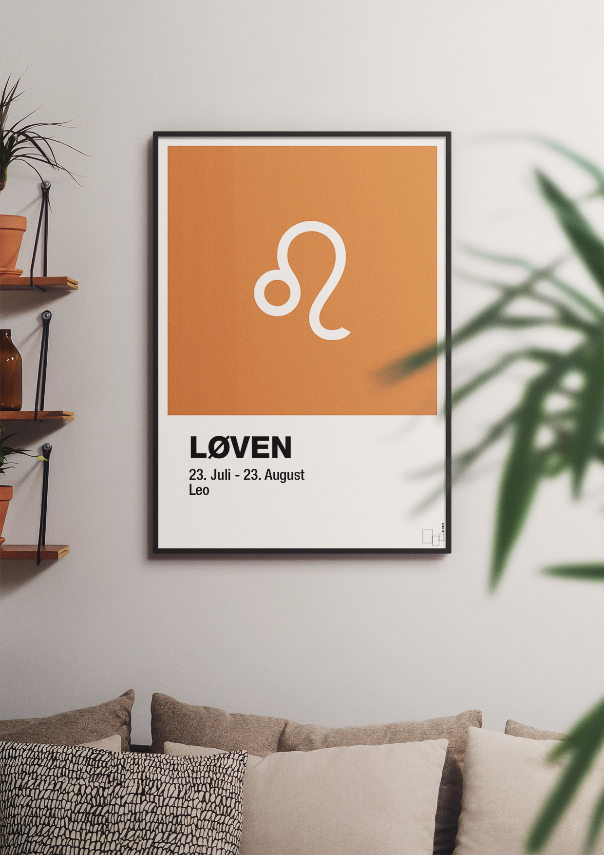 plakat: stjernesymbol løven - graphic charcoal-Stjernetegn-A1two3