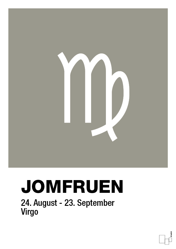 plakat: stjernesymbol jomfruen - battleship gray-Stjernetegn-A1two3