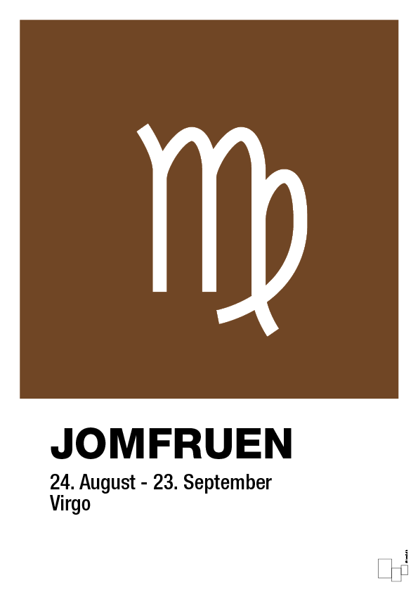 plakat: stjernesymbol jomfruen - dark brown-Stjernetegn-A1two3