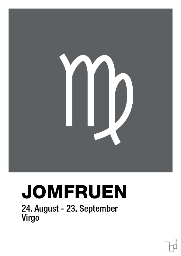 plakat: stjernesymbol jomfruen - graphic charcoal-Stjernetegn-A1two3
