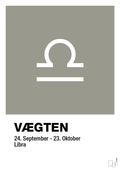 plakat: stjernesymbol vægten - battleship gray-Stjernetegn-A1two3