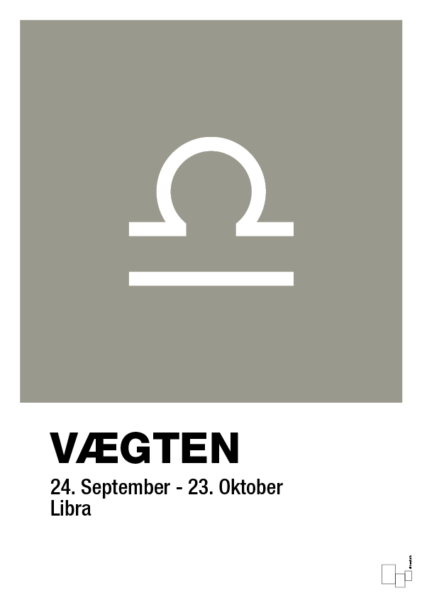plakat: stjernesymbol vægten - battleship gray-Stjernetegn-A1two3