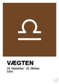 plakat: stjernesymbol vægten - dark brown-Stjernetegn-A1two3