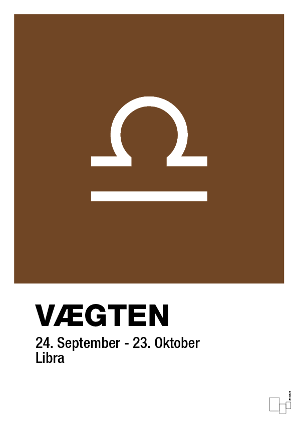 plakat: stjernesymbol vægten - dark brown-Stjernetegn-A1two3