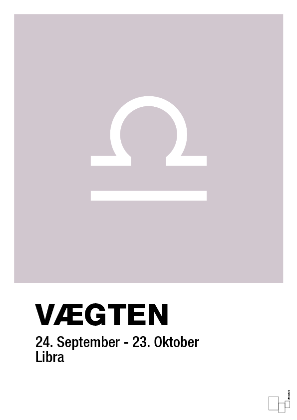 plakat: stjernesymbol vægten - dusty lilac-Stjernetegn-A1two3