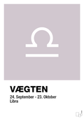 plakat: stjernesymbol vægten - dusty lilac-Stjernetegn-A1two3