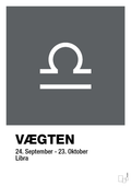 plakat: stjernesymbol vægten - graphic charcoal-Stjernetegn-A1two3