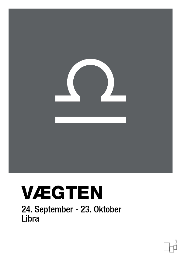 plakat: stjernesymbol vægten - graphic charcoal-Stjernetegn-A1two3