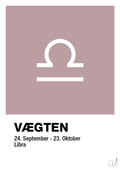 plakat: stjernesymbol vægten - light rose-Stjernetegn-A1two3