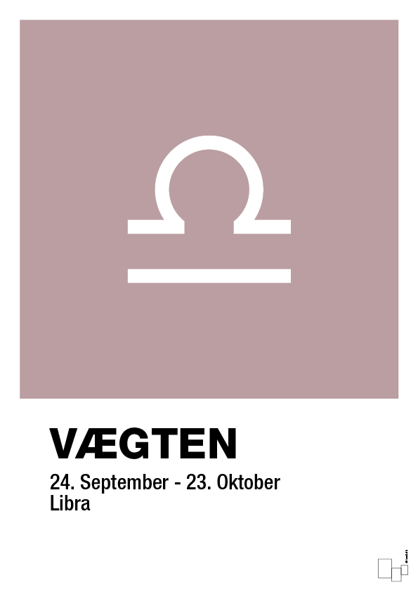 plakat: stjernesymbol vægten - light rose-Stjernetegn-A1two3