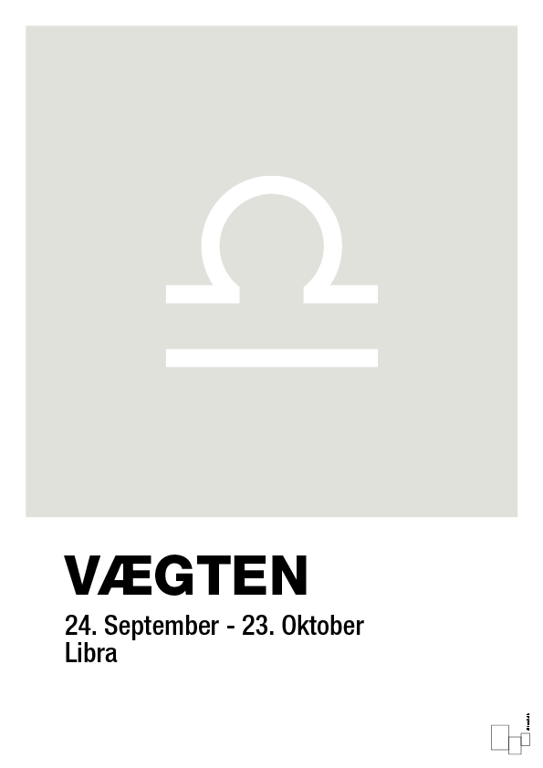 plakat: stjernesymbol vægten - painters white-Stjernetegn-A1two3
