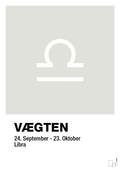 plakat: stjernesymbol vægten - painters white-Stjernetegn-A1two3