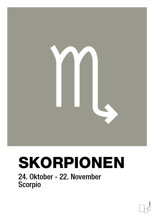 plakat: stjernesymbol skorpionen - battleship gray-Stjernetegn-A1two3