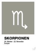 plakat: stjernesymbol skorpionen - battleship gray-Stjernetegn-A1two3