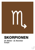 plakat: stjernesymbol skorpionen - dark brown-Stjernetegn-A1two3
