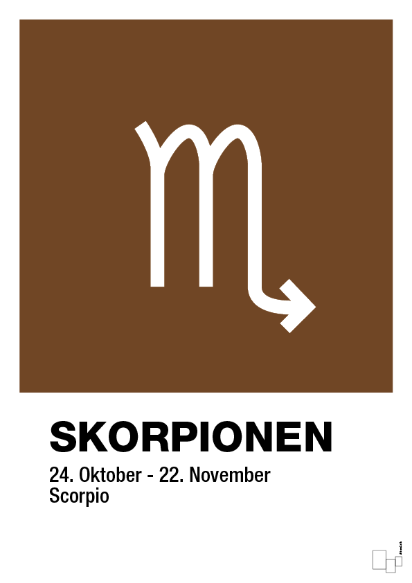 plakat: stjernesymbol skorpionen - dark brown-Stjernetegn-A1two3