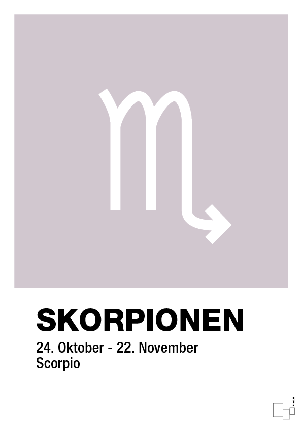 plakat: stjernesymbol skorpionen - dusty lilac-Stjernetegn-A1two3