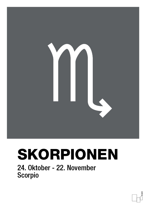 plakat: stjernesymbol skorpionen - graphic charcoal-Stjernetegn-A1two3