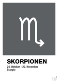 plakat: stjernesymbol skorpionen - graphic charcoal-Stjernetegn-A1two3