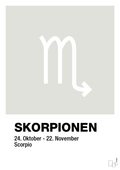 plakat: stjernesymbol skorpionen - painters white-Stjernetegn-A1two3
