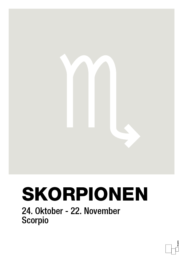 plakat: stjernesymbol skorpionen - painters white-Stjernetegn-A1two3