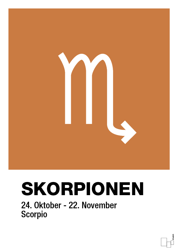 plakat: stjernesymbol skorpionen - rumba orange-Stjernetegn-A1two3