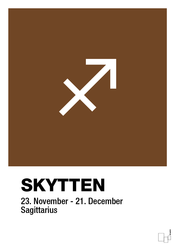 plakat: stjernesymbol skytten - dark brown-Stjernetegn-A1two3