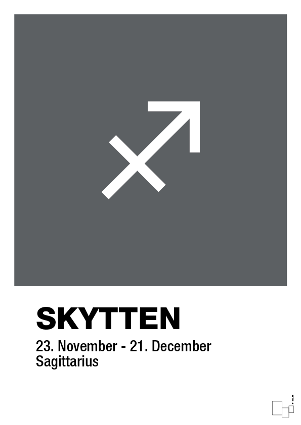 plakat: stjernesymbol skytten - graphic charcoal-Stjernetegn-A1two3