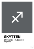 plakat: stjernesymbol skytten - graphic charcoal-Stjernetegn-A1two3