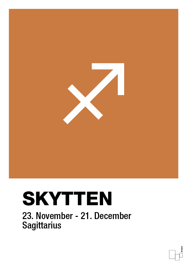 plakat: stjernesymbol skytten - rumba orange-Stjernetegn-A1two3