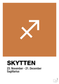 plakat: stjernesymbol skytten - rumba orange-Stjernetegn-A1two3