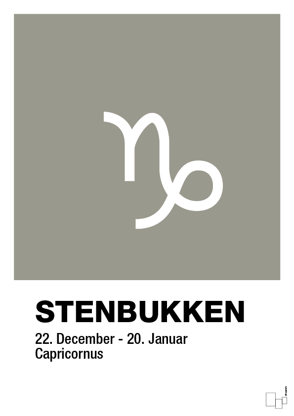 plakat: stjernesymbol stenbukken - battleship gray-Stjernetegn-A1two3