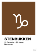 plakat: stjernesymbol stenbukken - dark brown-Stjernetegn-A1two3
