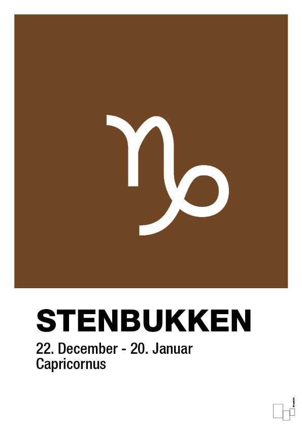 plakat: stjernesymbol stenbukken - dark brown-Stjernetegn-A1two3