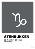 plakat: stjernesymbol stenbukken - graphic charcoal-Stjernetegn-A1two3