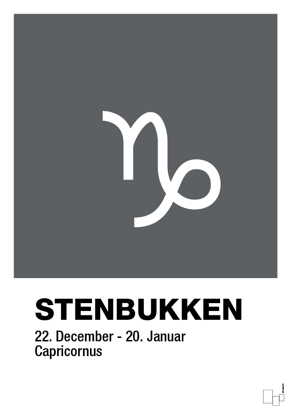 plakat: stjernesymbol stenbukken - graphic charcoal-Stjernetegn-A1two3