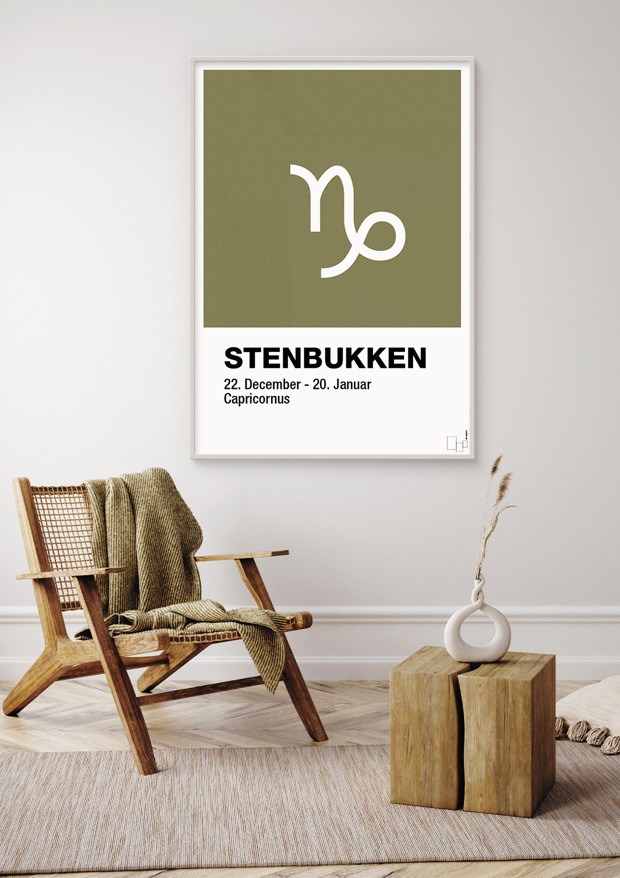 plakat: stjernesymbol stenbukken - graphic charcoal-Stjernetegn-A1two3