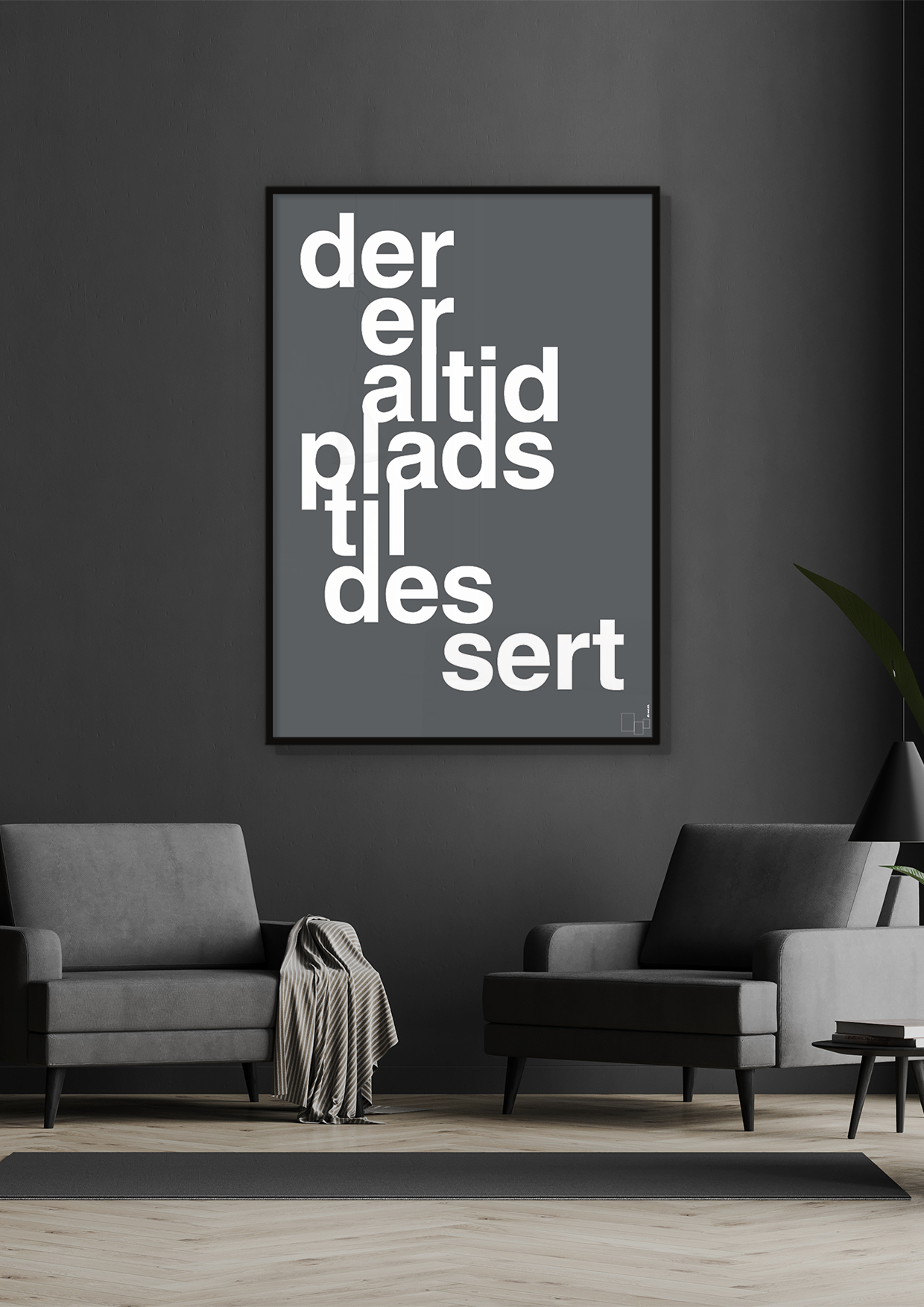 plakat: der er altid plads til dessert - graphic charcoal-Livet-A1two3