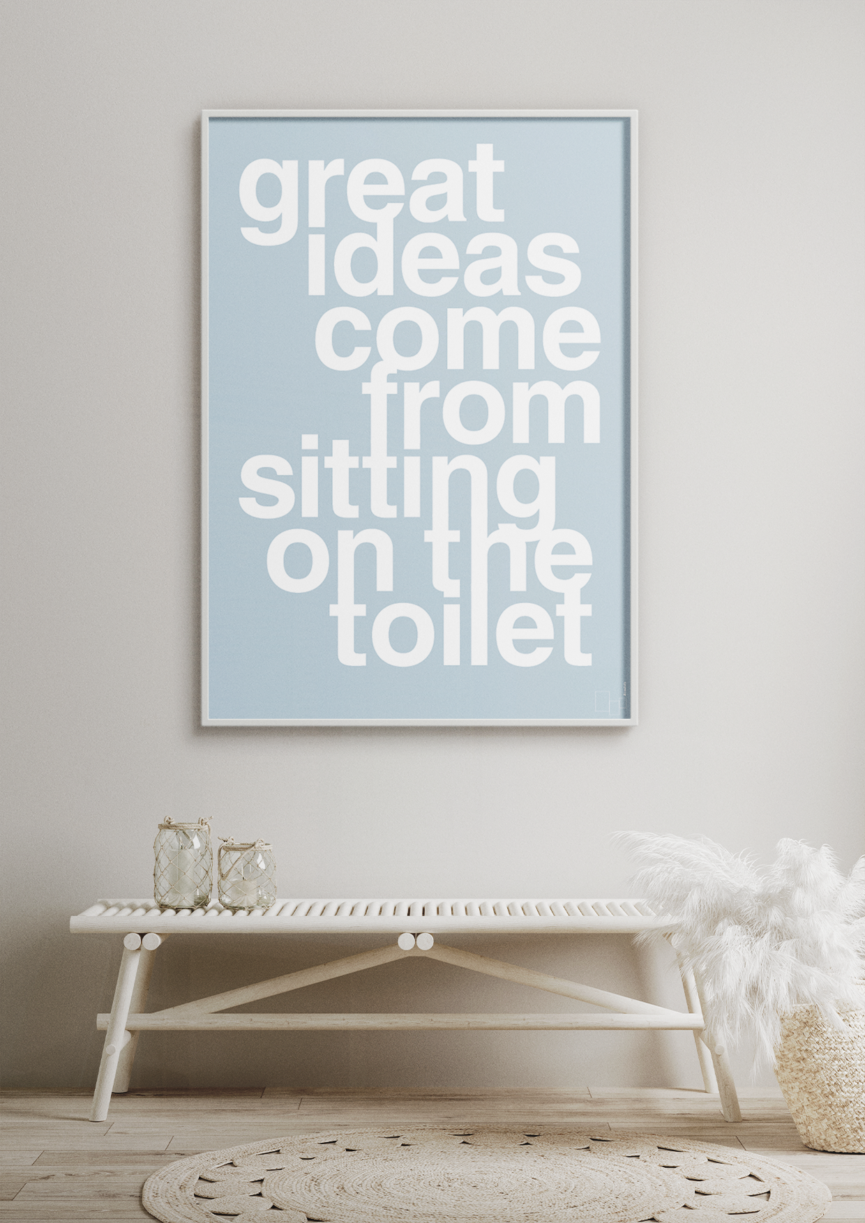 plakat: great ideas come from sitting on the toilet - graphic charcoal-Livet-A1two3