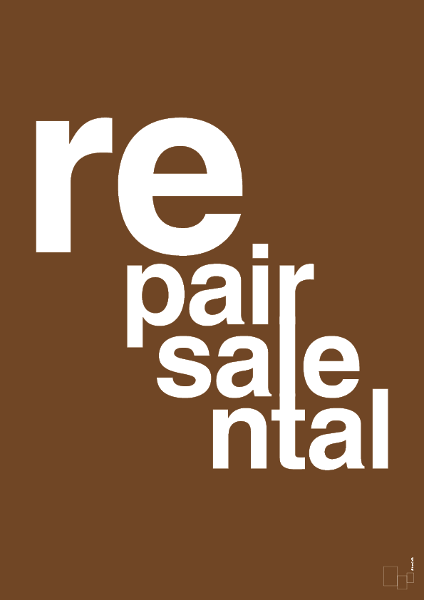 plakat: repair resale rental - dark brown-Miljø-A1two3